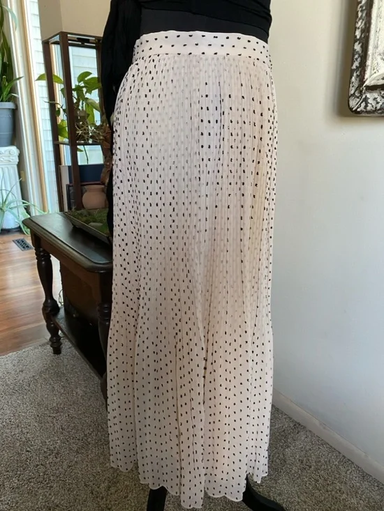 Lulu's Cream Pleated Polka Dot Button-Front Maxi Skirt - Picture 5 of 8